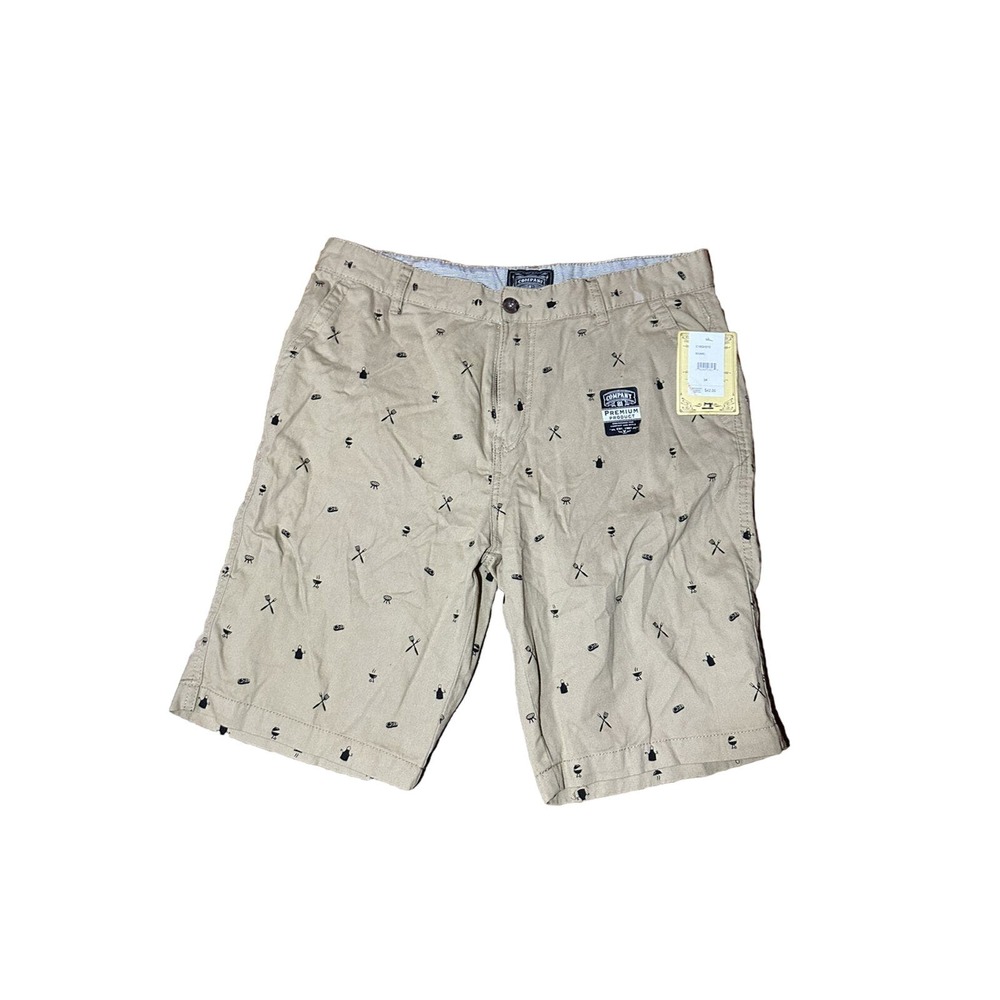 Company 81 Men Cotton Khaki‎ Grilling Theme Printed Summer Shorts Size 34 New